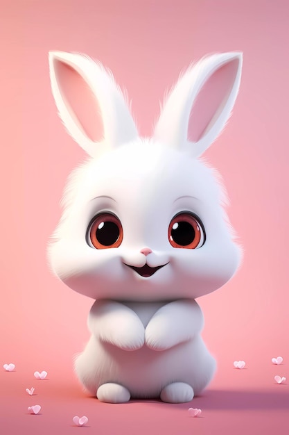 Foto un conejo blanco con ojos rojos y un corazón en su cara