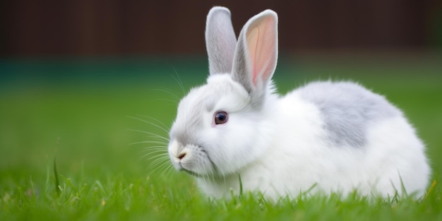 Un conejo en un campo de hierba.