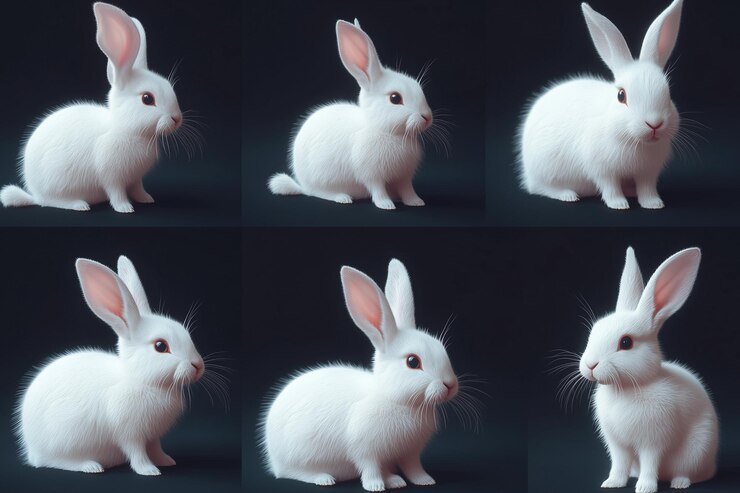Foto un conejo con una cara blanca y orejas