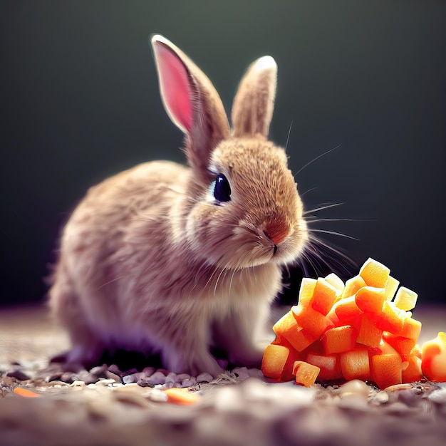 Conejo comiendo zanahorias