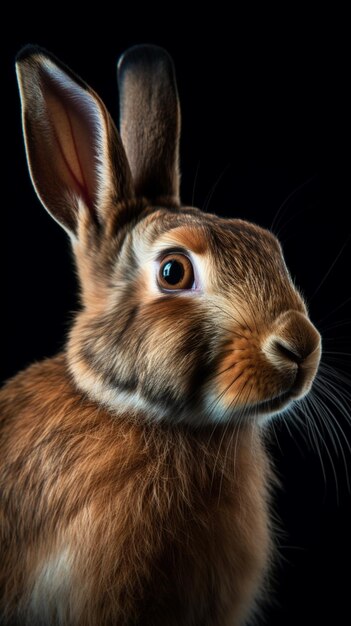 Un conejo en un cuarto oscuro