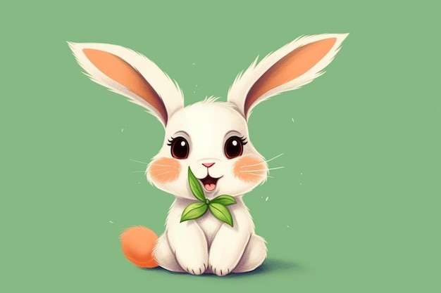 Un conejo de dibujos animados con un fondo verde y las palabras "pascua" en el frente.