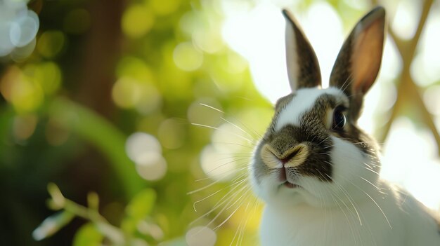 el conejo está mirando desde la esquina de la imagen con sorpresa