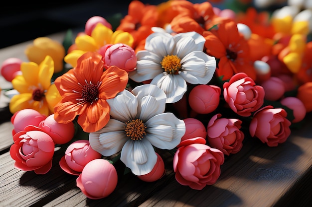 Conejo feliz con muchos huevos de Pascua coloridos concepto de día de Pascua con dulces o flores de nido de conejo