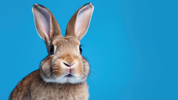 Foto un conejo con un fondo azul.