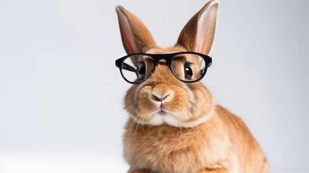 Un conejo con gafas y un par de gafas.