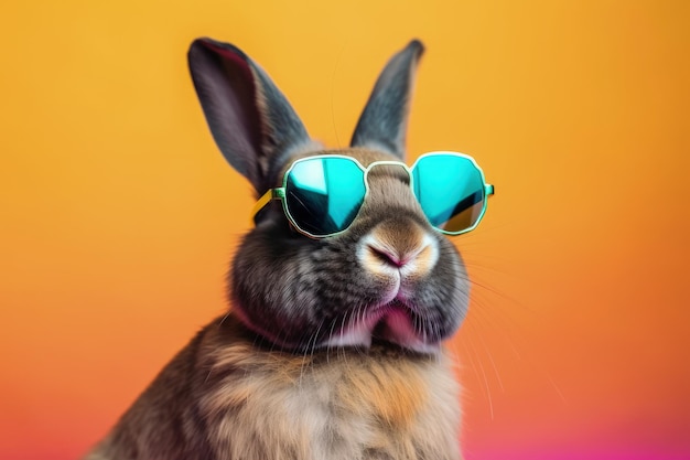 Un conejo con gafas de sol y pajarita IA generativa