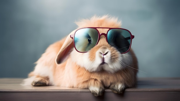 Un conejo con gafas de sol.