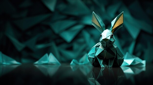 Foto un conejo hecho de papel origami