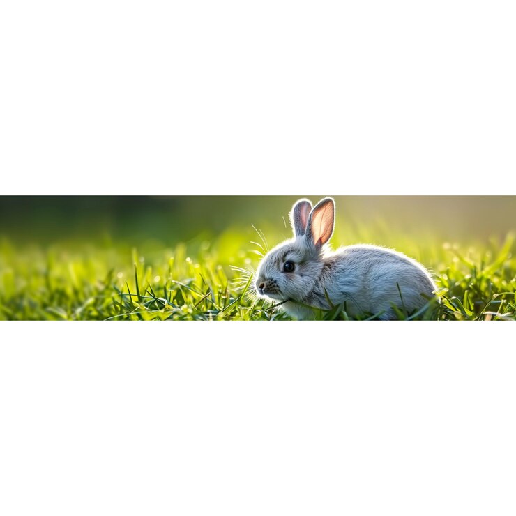 un conejo en la hierba con un fondo blanco con un fondo branco