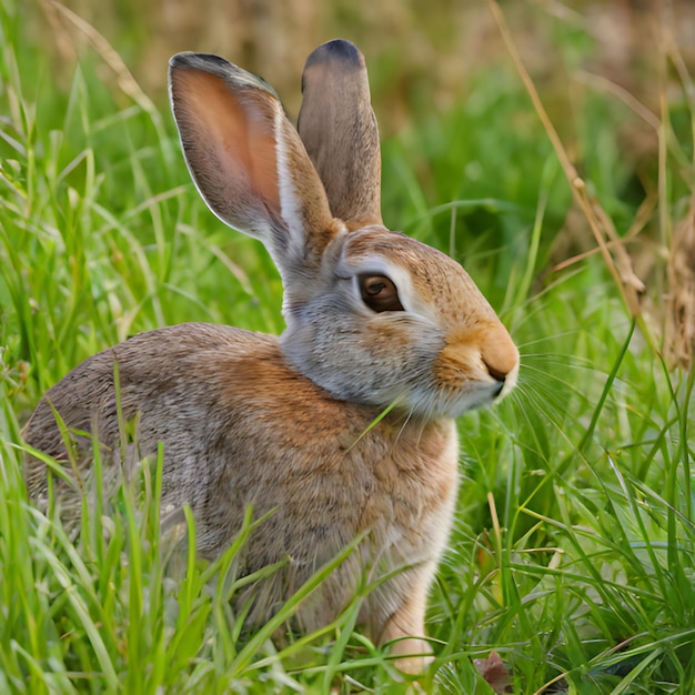 un conejo en la hierba con el nombre en él