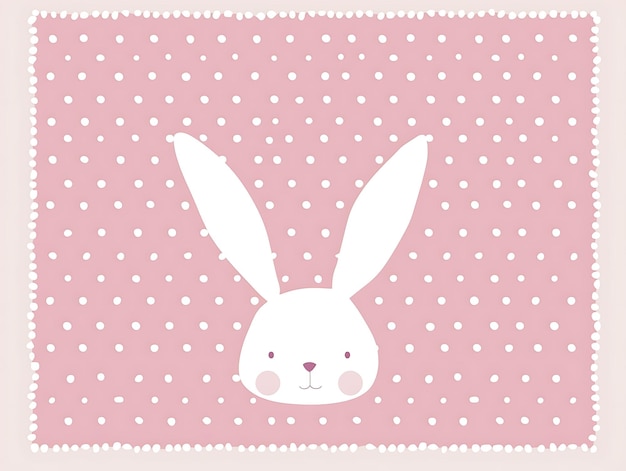 Foto un conejo lindo con un fondo rosa con puntos de polca en él