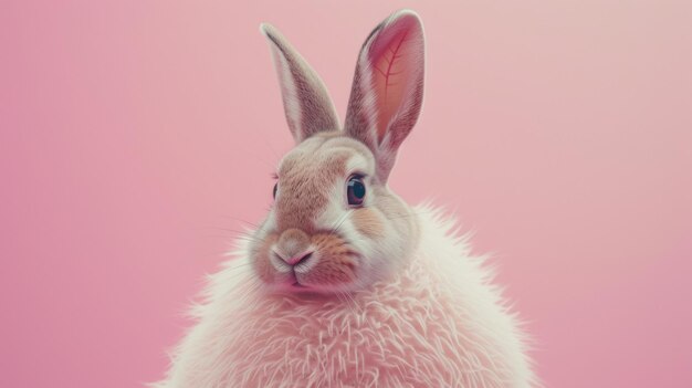 Un conejo lindo lleva un acogedor suéter rosado frente a un fondo rosado a juego El conejo se ve adorable y elegante en su traje IA generativa