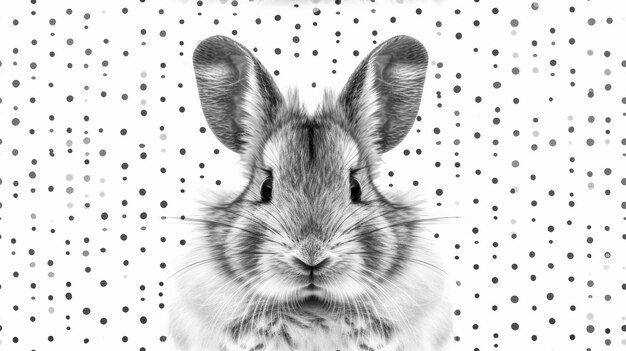 Un conejo se muestra en una foto en blanco y negro en polcas ai.