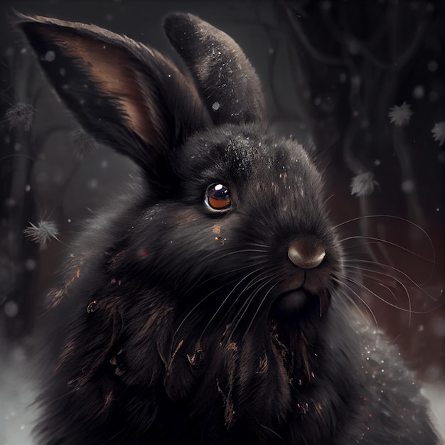 Conejo negro de Navidad como símbolo de la ilustración del año 2023