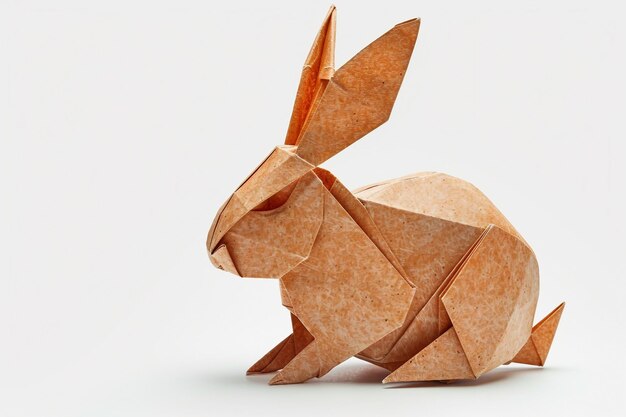 Foto un conejo origami marrón