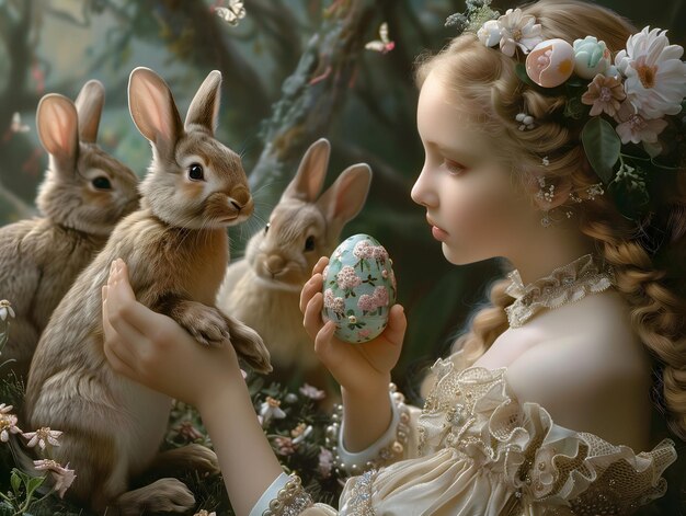 El conejo de Pascua se encanta con bordados