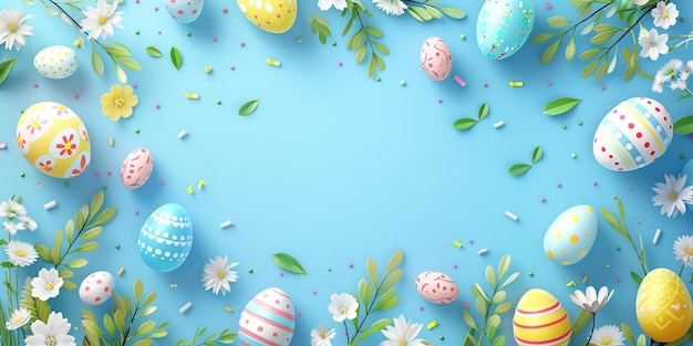 Foto conejo de pascua en fondo azul concepto de vacaciones de pascua