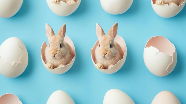 Conejo de Pascua en huevo concepto de vacaciones de Pascua