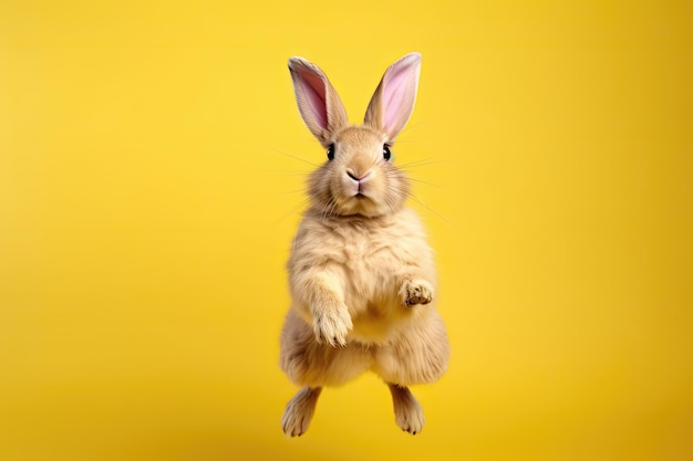 Conejo de Pascua MidJump en fondo amarillo