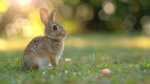 Un conejo pequeño en la hierba