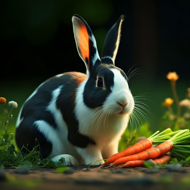 Conejo en el prado generativo ai