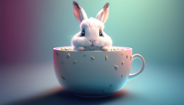 Un conejo en una taza de té