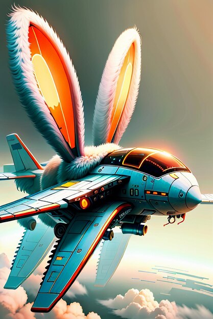 Conejo Tecnología Ejército Aire Vehículo Conejo Soldado Volador Aeronave Ciencia Ficción Helicóptero