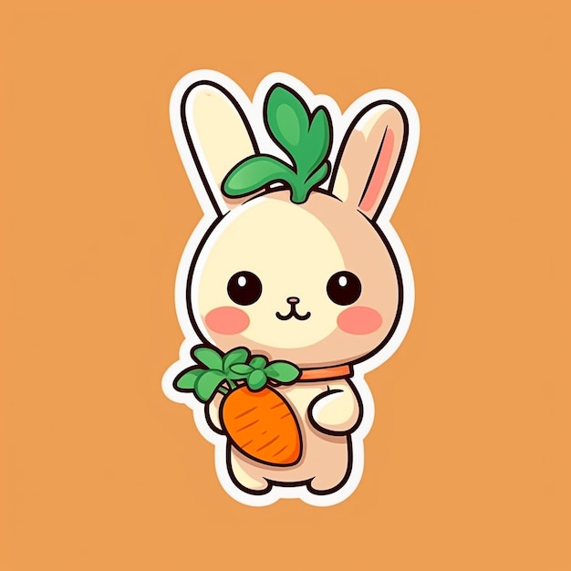 Foto un conejo con una zanahoria en la mano.