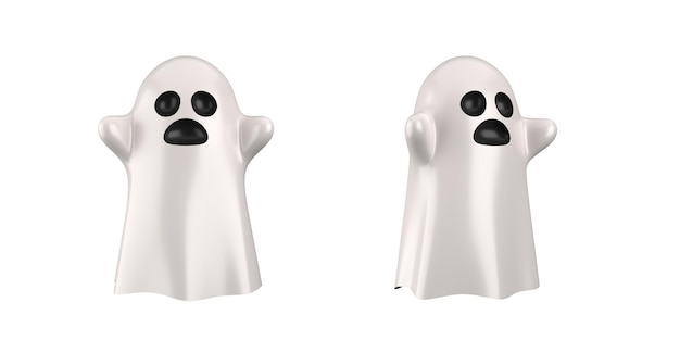 Ícones 3D de Halloween de abóboras presentes fantasmas isolados em fundo branco renderização 3D