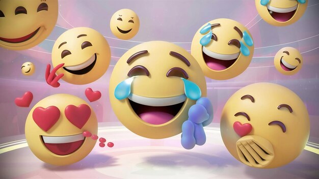 Ícones de emojis 3D com expressões faciais