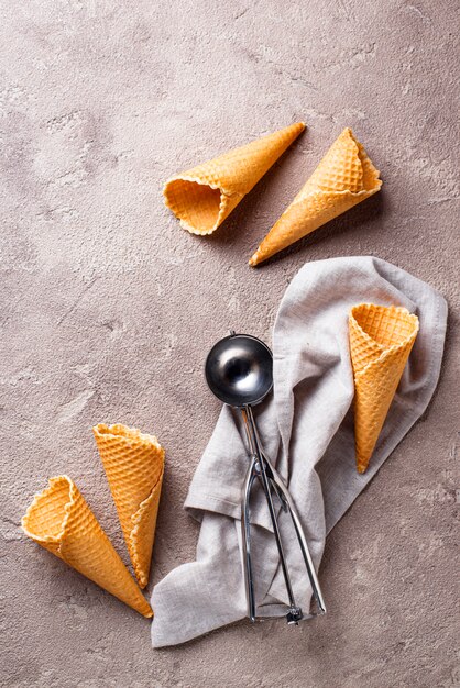 Cones de waffle para sorvete