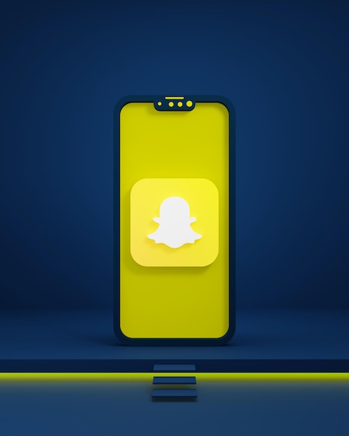 Ícones do Snapchat de mídia social com smartphone 3D renderizado