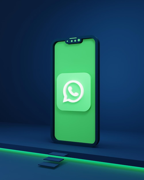 Ícones do WhatsApp de mídia social com smartphone 3D renderizado