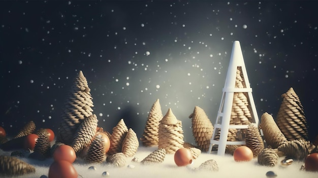 Cones e árvore de Natal