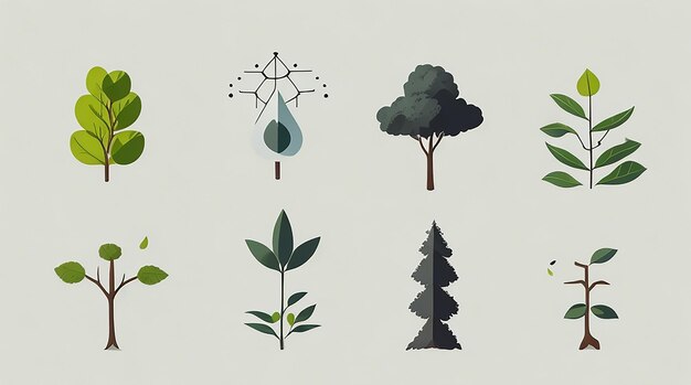 Ícones minimalistas da natureza