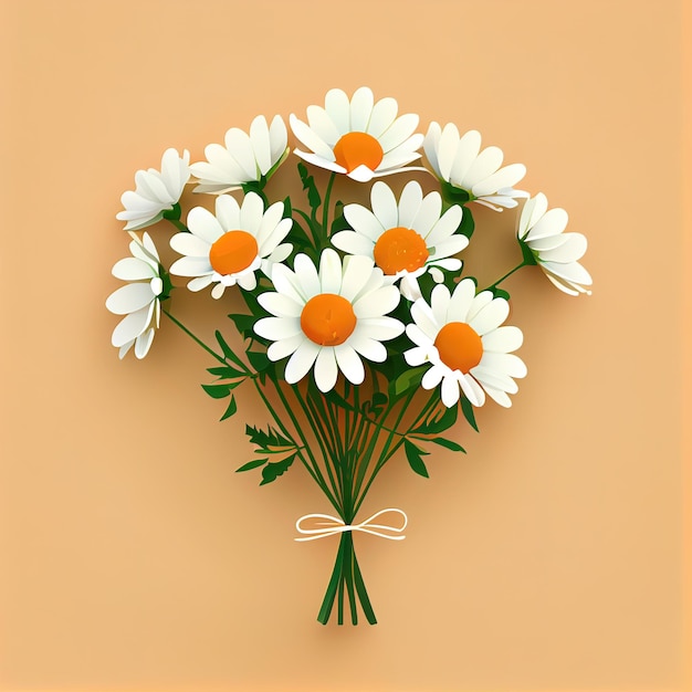 Ícones simples de flores da primavera Buquê de margaridas brancas para fundo isolado do dia dos namorados
