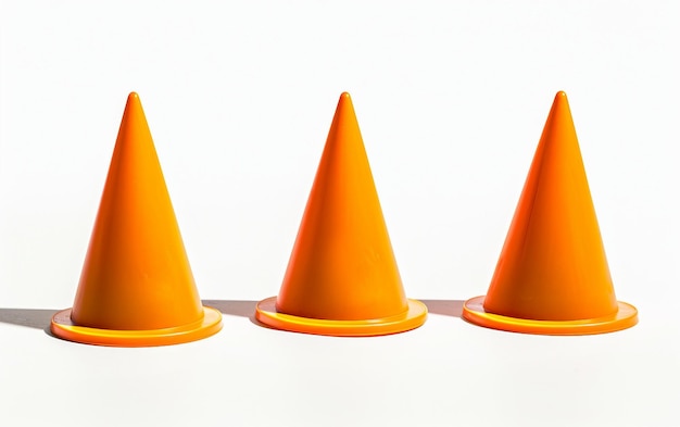 Foto cones táticos preparando o cenário em fundo branco