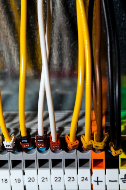 Conexão de fios e linhas de equipamentos de energia elétrica industrial