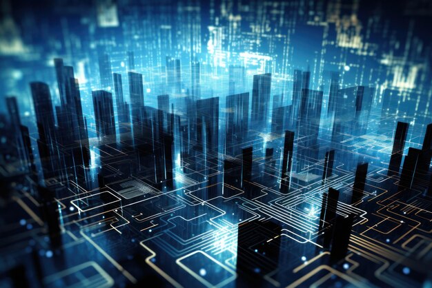 Conexão de rede de internet de negócios globais iot internet das coisas ônibus de conceito de inteligência de negócios