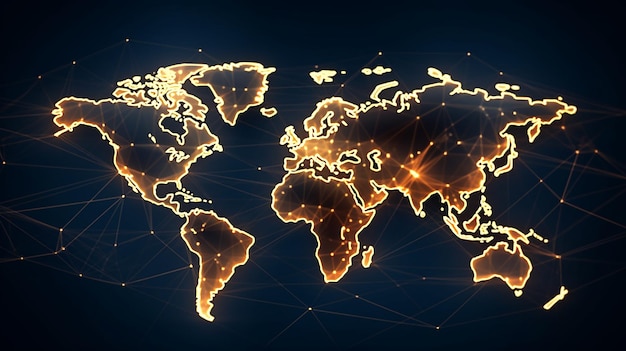 Conexão de rede global Composição do mapa mundial e conceito de esboço de negócios global