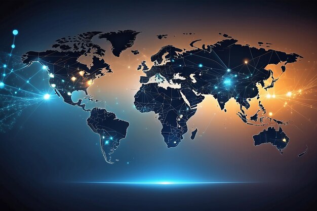 Conexão de rede global mapa do mundo abstrato fundo tecnológico