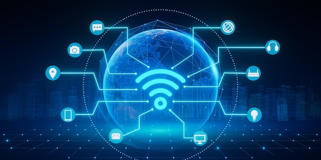 Conexão sem fio global e ícones de rede