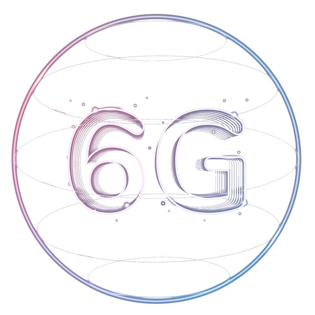 Conexión 6g png icono de tecnología en neón