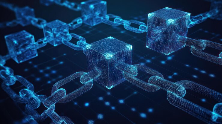 Foto conexión de cadenas digitales cubos de datos abstracto tecnología de fondo