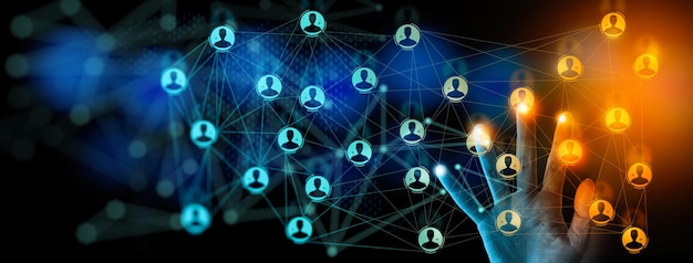 Conexión de clientes de intercambio de datos y redes de estructura global de trabajo manual de negocios