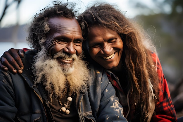 Conexión cultural dúo indígena australiano en el aire libre