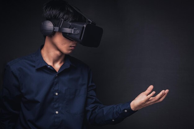 Conexión de gafas VR tecnología en línea metaverse