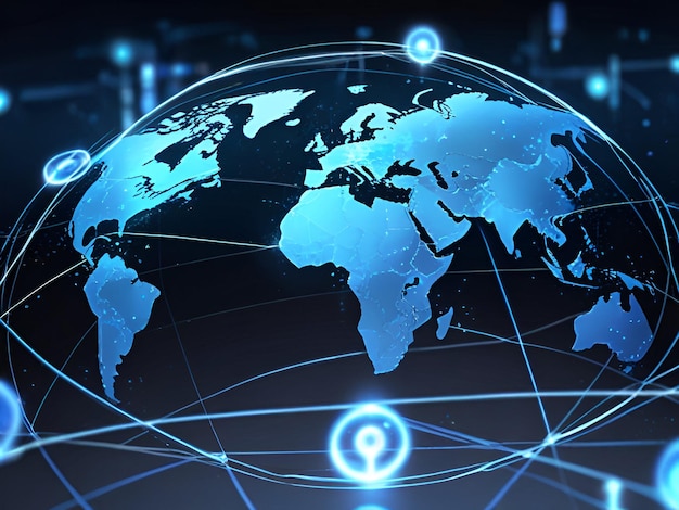 Conexión global a la red de Internet empresarial Concepto de Internet de las Cosas TIC