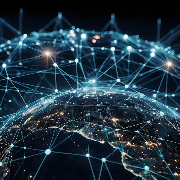 Conexión global a la red de negocios de Internet IoT Internet de las cosas concepto de inteligencia de negocios Bus